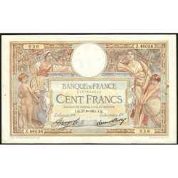 F 24-13 - 27/09/1934 - 100 francs - Merson grands cartouches - Série Z.46036 - Etat : TTB+