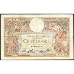 F 24-13 - 20/12/1934 - 100 francs - Merson grands cartouches - Série X.46863 - Etat : TB+