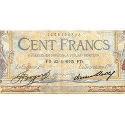 F 24-14 - 25/04/1935 - 100 francs - Merson grands cartouches - Série Z.48208 - Etat : B+