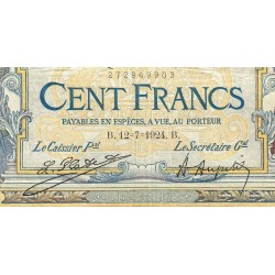 F 24-02 - 12/07/1924 - 100 francs - Merson grands cartouches - Série W.10918 - Remplacem. - Etat : TTB-