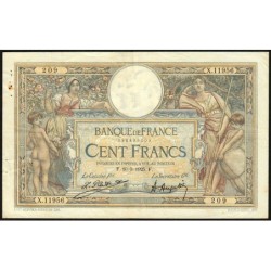 F 24-03 - 10/03/1925 - 100 francs - Merson grands cartouches - Série X.11956 - Etat : TTB-
