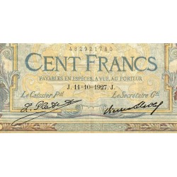 F 24-06 - 11/10/1927 - 100 francs - Merson grands cartouches - Série X.19317 - Etat : TB
