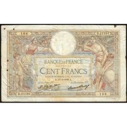 F 24-07 - 17/04/1928 - 100 francs - Merson grands cartouches - Série D.21191 - Etat : B+