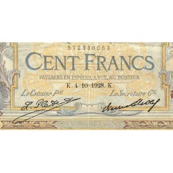 F 24-07 - 04/10/1928 - 100 francs - Merson grands cartouches - Série F.22894 - Etat : TB+