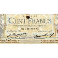 F 24-09b - 06/11/1930 - 100 francs - Merson grands cartouches - Série F.27305 - Etat : B+