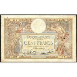 F 24-11 - 18/08/1932 - 100 francs - Merson grands cartouches - Série G.36491 - Etat : TB-