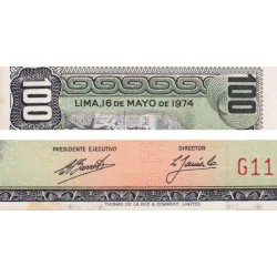 Pérou - Pick 102c_2 - 100 soles de oro - Série G116 - 16/05/1974 - Etat : pr.NEUF