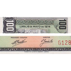 Pérou - Pick 102c_2 - 100 soles de oro - Série G128 - 16/05/1974 - Etat : NEUF