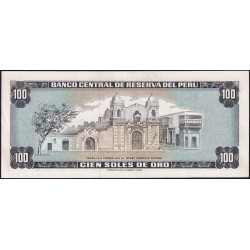 Pérou - Pick 102c_3 - 100 soles de oro - Série G141 - 15/08/1974 - Etat : pr.NEUF