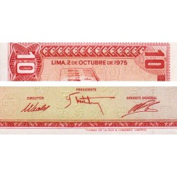 Pérou - Pick 106 - 10 soles de oro - Série I430 - 02/10/1975 - Etat : NEUF