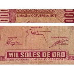 Pérou - Pick 111 - 1'000 soles de oro - Série R52 - 02/10/1975 - Etat : B+