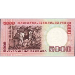 Pérou - Pick 117c - 5'000 soles de oro - Série B E - 21/06/1985 - Etat : NEUF