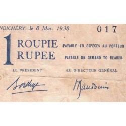 Inde Française - Pick 4d_2 - 1 roupie - Série H.94 - 08/03/1938 - Etat : TB+