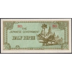 Birmanie - Gouvernement Japonais - Pick 13b - 1/2 rupee - Série BD - 1942 - Etat : NEUF