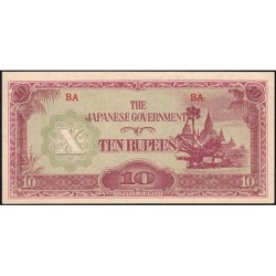 Birmanie - Gouvernement Japonais - Pick 16a_2b - 10 rupees - Série BA - 1942 - Etat : NEUF