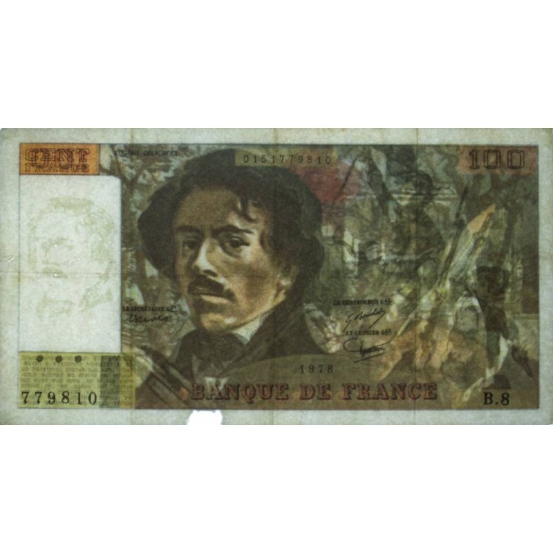 100 France Francs Geldschein 1985 - Eugène Delacroix! (Gebraucht) in