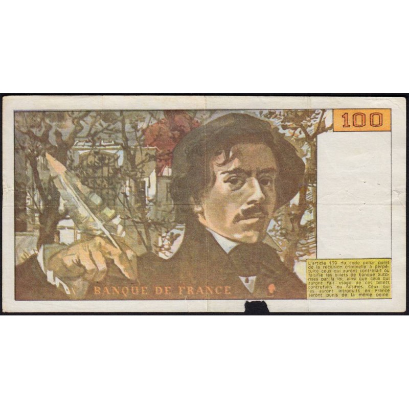 100 Francs DELACROIX modifié Fauté FRANCE 1989 F.69.13b b94_1464 Billets