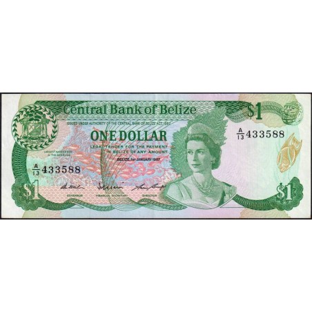 Belize - Pick 46c - 1 dollar - Série A/13 - 01/01/1987 - Etat : TTB+