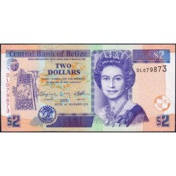 Belize - Pick 66d - 2 dollars - Série DL - 01/11/2011 - Etat : pr.NEUF