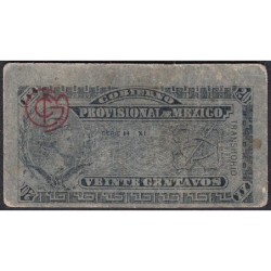 Gouvernement Provisoire du Mexique - Pick S 699 - 20 centavos - Série H XI - 1914 - Etat : TTB