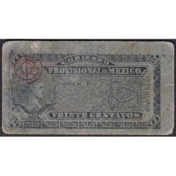 Gouvernement Provisoire du Mexique - Pick S 699 - 20 centavos - Série H XVII - 1914 - Etat : TB+