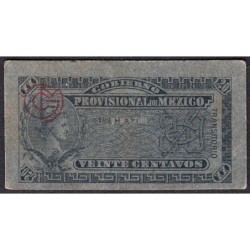 Gouvernement Provisoire du Mexique - Pick S 699 - 20 centavos - Série H XXI - 1914 - Etat : SUP