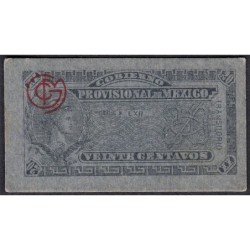 Gouvernement Provisoire du Mexique - Pick S 699 - 20 centavos - Série K LXII - 1914 - Etat : SUP+