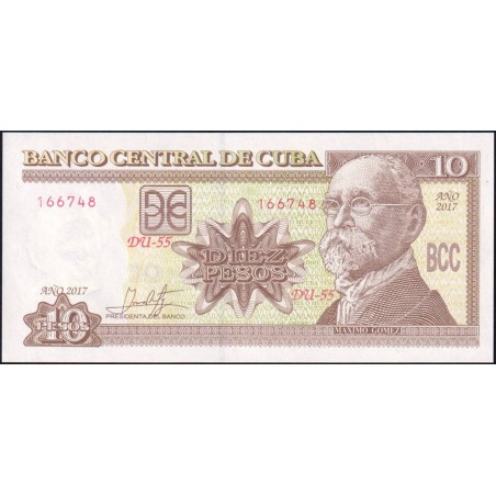 Cuba - Pick 117s - 10 pesos - Série DU-55 - 2017 - Etat : NEUF