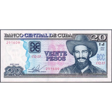 Cuba - Pick 122k - 20 pesos - Série CQ-13 - 2016 - Etat : NEUF