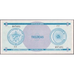 Cuba - Pick FX 12 - 3 pesos - Emission C - Série FF - 1987 - Etat : NEUF