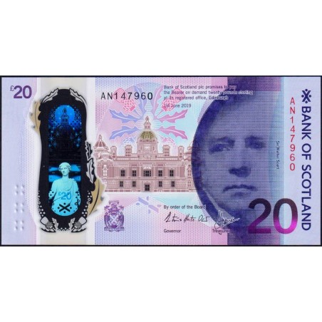 Ecosse - Pick 132 - 20 pounds sterling - Série AN - 01/06/2019 - Polymère - Etat : NEUF