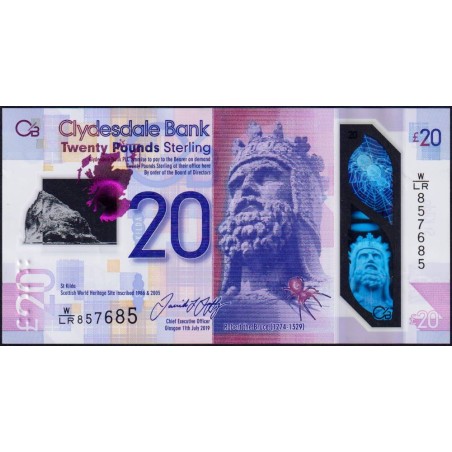 Ecosse - Pick 229R - 20 pounds sterling - Série W/LR - 11/07/2019 - Polymère - Etat : NEUF