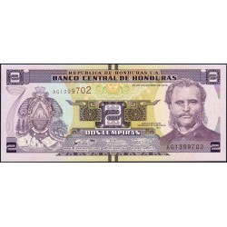 Honduras - Pick 97c - 2 lempiras - Série AG - 28/12/2016 - Etat : NEUF