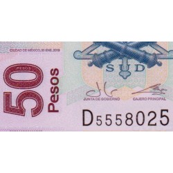 Mexique - Pick 123Aae - 50 pesos - Série AE - Préfixe D - 30/01/2019 - Polymère - Etat : NEUF