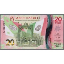 Mexique - Pick 132b_3 - 20 pesos - Série AQ  - 24/05/2021 - Polymère commémoratif - Etat : NEUF