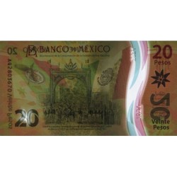 Mexique - Pick 132b_3 - 20 pesos - Série AQ - 24/05/2021 - Polymère commémoratif - Etat : NEUF