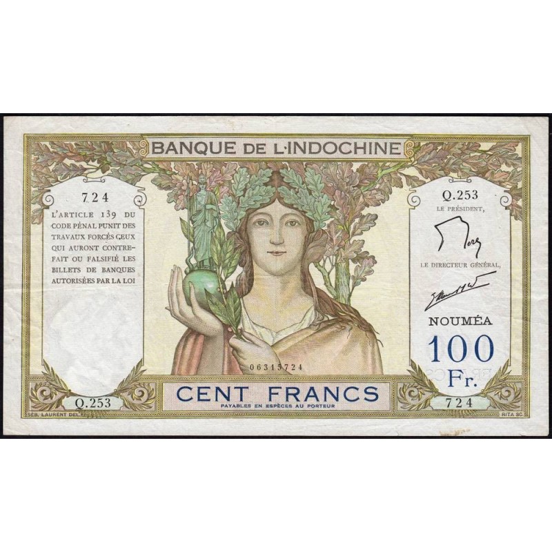 Nouvelle-Calédonie - Nouméa - Pick 42e - 100 francs - Série Q.253 - 1963 - Etat : TTB