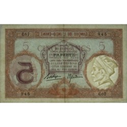 Tahiti - Papeete - Pick 11c - 5 francs - Série C.67 - 1937 - Etat : TTB+