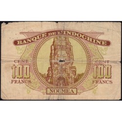Nouvelle-Calédonie - Nouméa - Pick 46a - 100 francs - Série A/O - 1943 - Etat : B