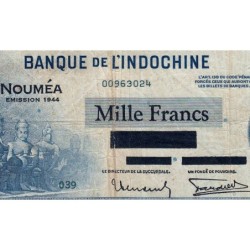 Nouvelle-Calédonie - Nouméa - Pick 47b - 1'000 francs - Série O39 - 1944 - Etat : TB