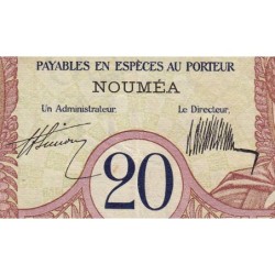 Nouvelle-Calédonie - Nouméa - Pick 37a - 20 francs - Série S.43 - 1929 - Etat : TTB