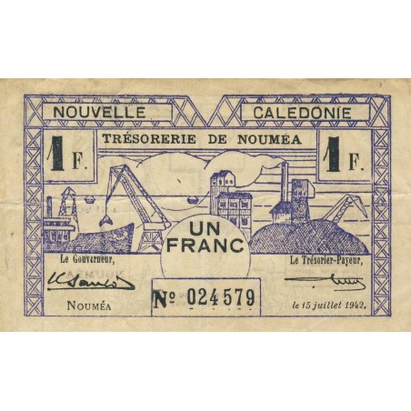 Nouvelle-Calédonie - Nouméa - Pick 52 - 1 franc - 15/07/1942 - Etat : TTB