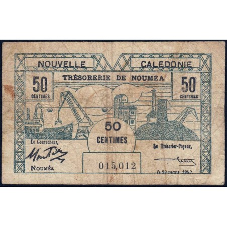 Nouvelle-Calédonie - Nouméa - Pick 54 - 50 centimes - 29/03/1943 - Etat : B+