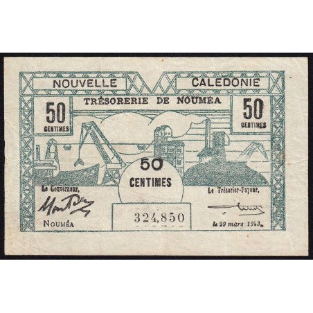 Nouvelle-Calédonie - Nouméa - Pick 54 - 50 centimes - 29/03/1943 - Etat : TTB