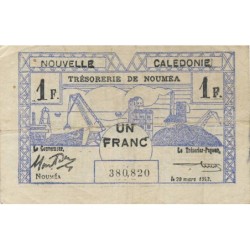 Nouvelle-Calédonie - Nouméa - Pick 55a - 1 franc - 29/03/1943 - Etat : TTB