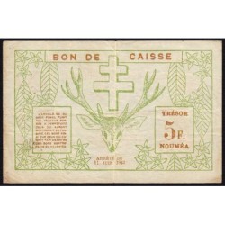 Nouvelle-Calédonie - Nouméa - Pick 58 - 5 francs - 15/06/1943 - Etat : TB