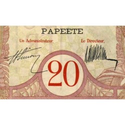 Tahiti - Papeete - Pick 12as - 20 francs - Série O.00 - 1928 - Spécimen - Etat : SUP