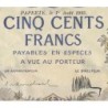 Tahiti - Papeete - Pick 13as - 500 francs - Série O.0 - 01/08/1923 - Spécimen - Etat : SUP