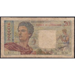 Tahiti - Papeete - Pick 21c - 20 francs Série D.96 - 1962 - Etat : B
