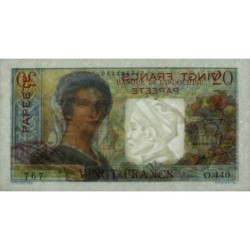 Tahiti - Papeete - Pick 21c - 20 francs - Série O.140 - 1962 - Etat : SUP